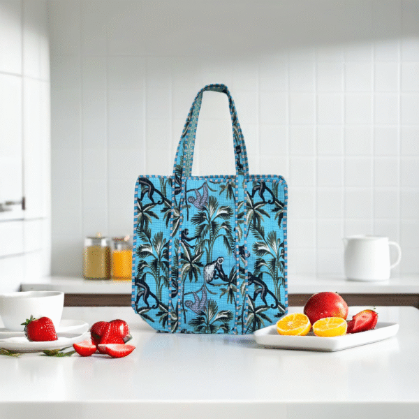 Monkey Business Blue tote bag with zipper - Image 3
