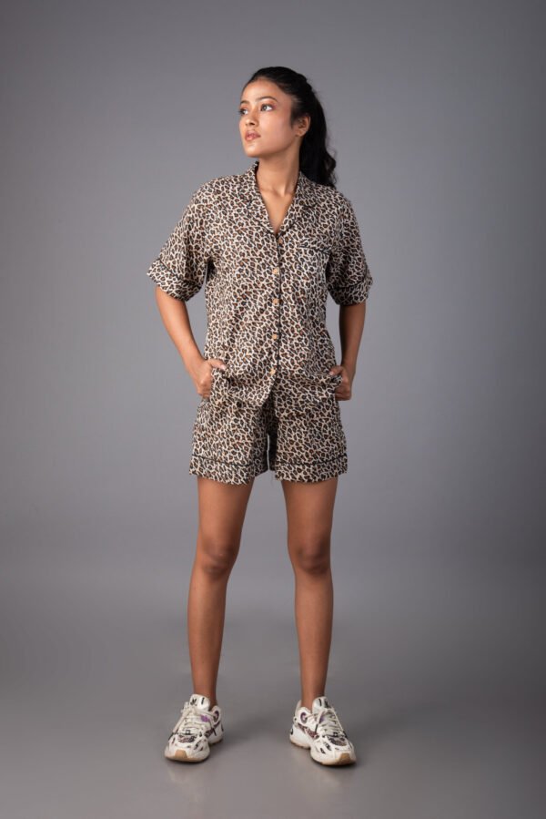 LAZY LEOPARD SLEEP WEAR WITH SHORTS