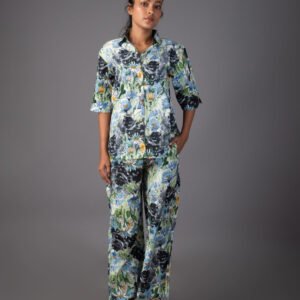 BLOOMÉ WALK: FLORAL PRINT LEISURE WEAR CO-ORD SET WITH POCKET PANTS