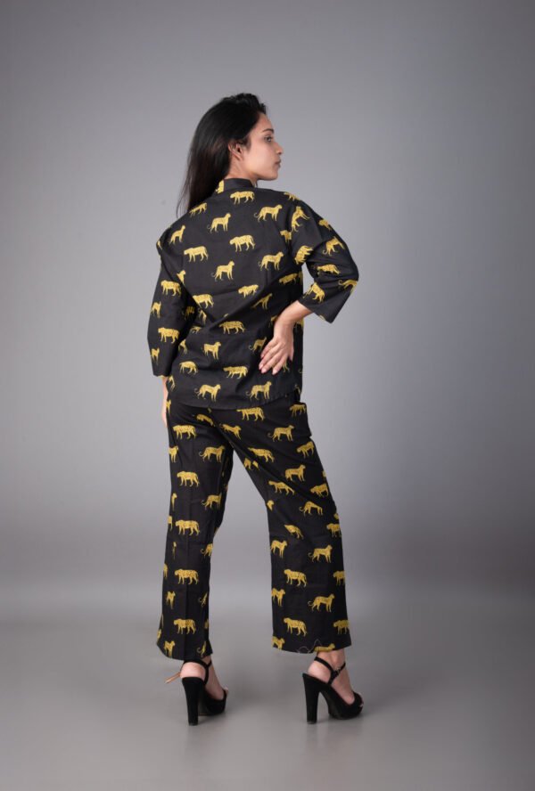 LEOPARD LUXE : BOLD BLACK CHIC COTTON CO-ORD SET WITH POCKET PANTS - Image 2