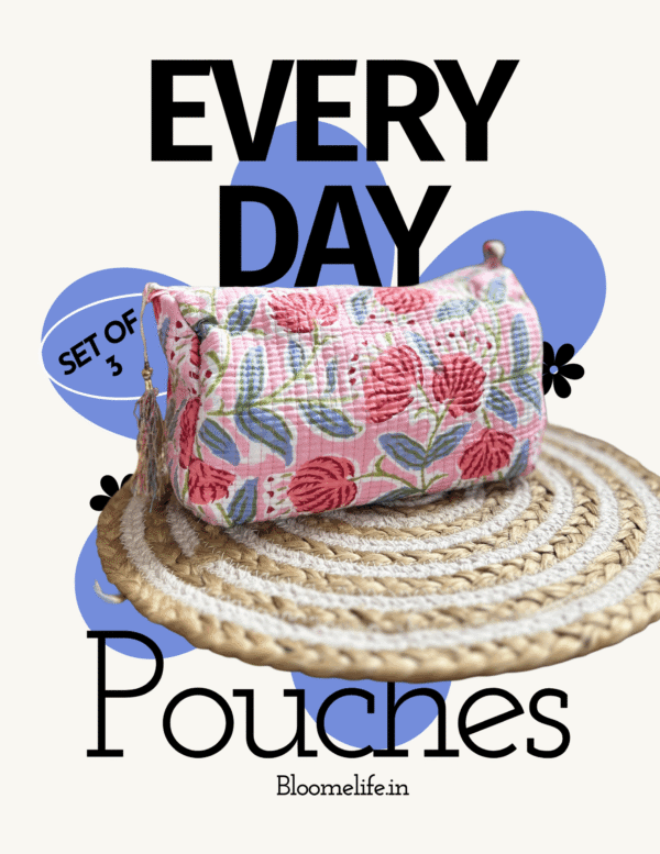 Pastel pink everyday pouch(Set of 3)