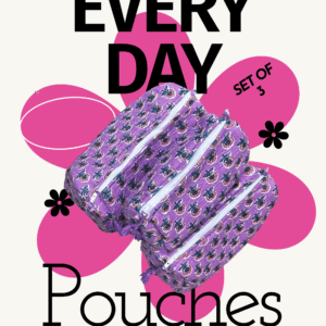 Purple block print everyday pouch(Set of 3)