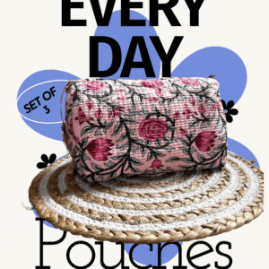 Rose pink everyday pouch(set of 3)