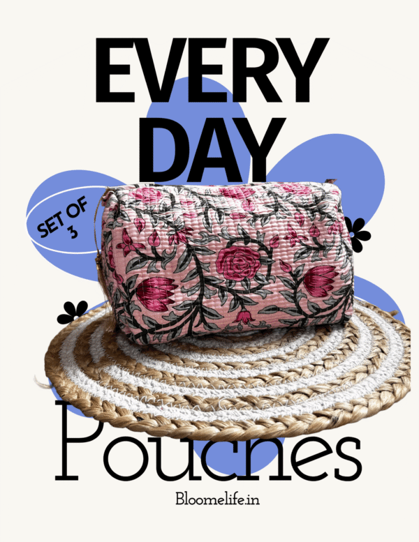 Rose pink everyday pouch(set of 3)
