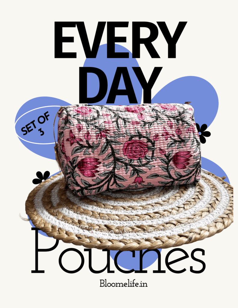 Rose pink everyday pouch(set of 3)
