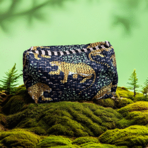 Navy blue leopard print everyday pouch(set of 3)