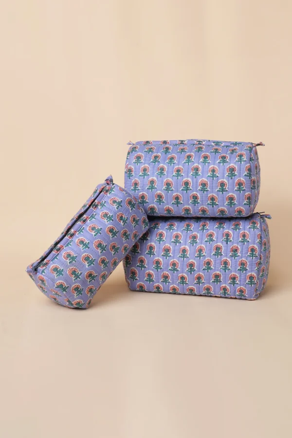 Purple block print everyday pouch(Set of 3) - Image 2