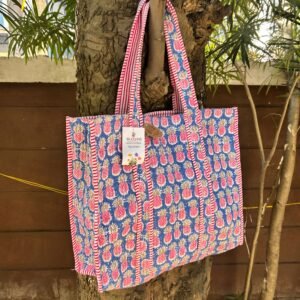 Pineapple Pop Cotton Quilted Tote Bag for everyday use (without zip closure)