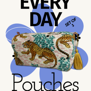Blush pink leopard print everyday pouch (set of 3)